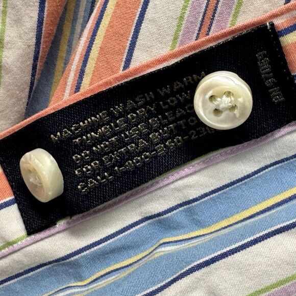 Scott Barber Shirt XXL Cotton Striped Blue Orange Long Sleeve Button - Picture 4 of 6